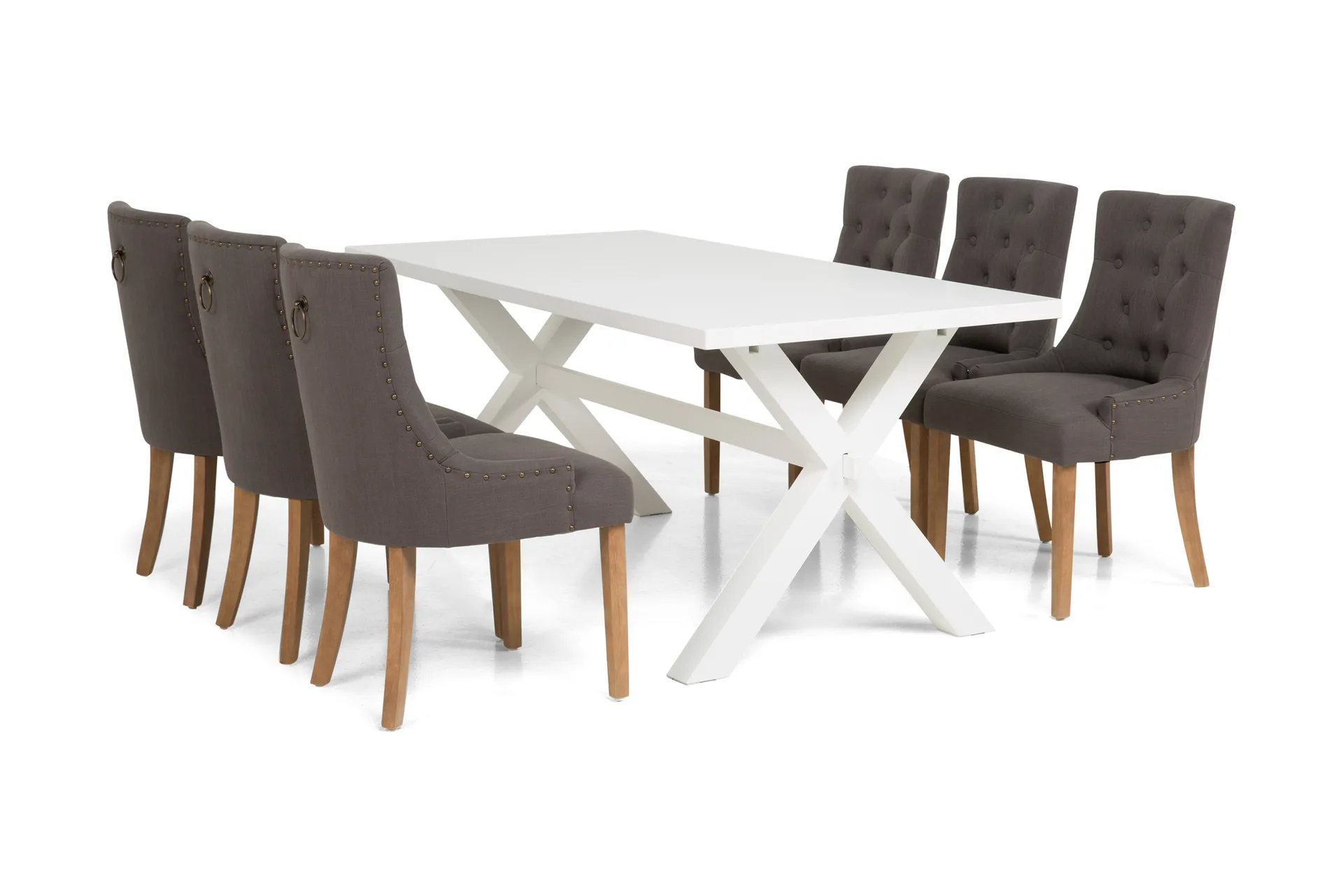 Bild av Matgrupp Hannah 180 cm Vitlack med 6st Fåtöljer